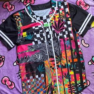 Spencer’s ✨ High Frequency 420 Button Down Baseball Rave Jersey size Medium